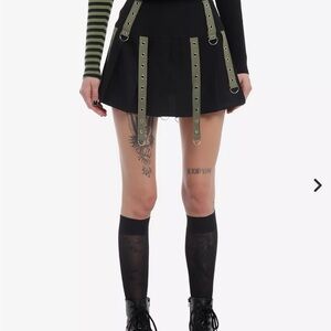 Black Skirt with Green Straps